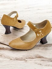 cheap 1930s-Women&#039;s 1930s Vintage Style Mary Jane Pumps with Cutout Design and Mid-Heel, Comfortable Dress Shoes for Office and Formal Events