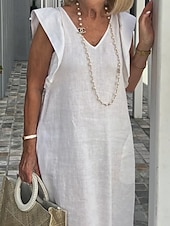 levne Šaty-Dámské Maxi šaty Šaty inspirované plátnem Volnočasové šaty Tankové šaty stylové Základní Na běžné nošení Dovolená Denní Běžný Bez vzoru Bez rukávů Do V Bílá Námořnická modř Meruňková Léto Jaro