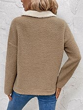 economico Felpe e Sweatshirt Texturizzati-Per donna Liscio Di tendenza Informale Manica lunga Collo alto Top regolari Strada Informale Per uscire Collage Beige Autunno Inverno