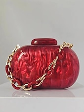 voordelige Clutches &amp; Avondtasjes-Dames Koppeling Avondtasje Schoudertassen Acryl Feest Bruiloft Ketting Multi-dragen Effen Kleur Amandel Zwart Wit