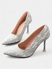 cheap Formal-Women&#039;s Pointed Toe Champagne Glitter Stiletto Heels with Ankle Strap | Perfect for Spring Weddings
