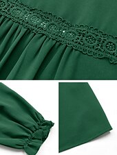 cheap Work Dresses-Women&#039;s Casual Dress Mini Dress Ruched Casual V Neck Long Sleeve Green Color