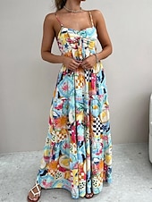 abordables Vestidos de vacaciones-Mujer Vestido maxi Vestido informal Vestido de Columpio Vestido de una línea Vestido lencero Casual Diario Ajuste regular Bloque de color Sin Mangas Con Tirantes Azul Piscina Azul cielo Verano