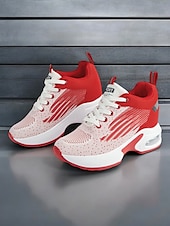 preiswerte Damen-Sneaker-vielseitige rote Damen-Sneaker mit Luftpolstersohle für das Fitnessstudio oder Freizeitausflüge