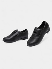 preiswerte Tanzschuhe für Herren-schwarze Tanzschuhe zum Schnüren für Herren mit weicher Wildledersohle und klassischem Design – ideal für Standard-, lateinamerikanische und Bühnenauftritte