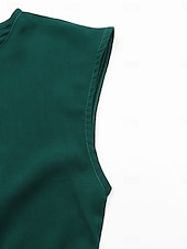 billiga Jobbklänningar-Dam Midiklänning Vardagsklänning A linjeklänning Stylish Grundläggande Ledigt Semester Dagligen Normal Slät Ärmlös Rund hals Rodnande Rosa Grön Sommar Vår