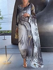 levne Šifónové šaty-Dámské Maxi šaty Šifonové šaty Elegantní Na běžné nošení Dovolená Denní Rande Volný Tónované Tričkový Světle žlutá Vodní modrá Šedá Jaro Podzim