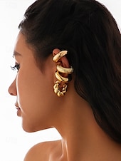 economico Orecchino da donna-set di orecchini a polsino minimalisti in argento con design spesso e strutturato: eleganti orecchini a clip per donna, ideali per la moda moderna e l&#039;uso quotidiano