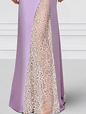 economico Lunghezza del pavimento-abito a trapezio abito per la madre della sposa elegante scollo gioiello lunghezza pavimento tessuto elasticizzato manica a 3/4 con pizzo tinta unita 2025
