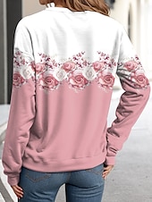 economico Top Floreali-Maglione da donna con zip a quarto Pullover Floreale Casual Festivo a quarto Active Sportswear Mezza manica Top Micro-elastico Autunno e Inverno Comfort Traspirante Tessuto Morbido