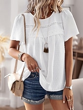 نسائي تي شيرت سهل موضة الحديث كاجوال كم قصير رقبة عالية مدورة قمصان عادية مناسب للبس اليومي عطلة نهاية الاسبوع أبيض وردي بلاشيهغ بني الصيف رخيصةأون قمصان ذات قوام-نسائي تي شيرت سهل موضة الحديث كاجوال كم قصير رقبة عالية مدورة قمصان عادية مناسب للبس اليومي عطلة نهاية الاسبوع أبيض وردي بلاشيهغ بني الصيف