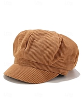 economico Cappelli da donna-berretto da donna in velluto a coste, stile vintage, morbido e confortevole, disponibile in vari colori, ideale per outfit casual, autunno e inverno