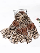 billiga Halsdukar för kvinnor-lättvikts leopardmönstrad chiffonghalsduk – snygg omslag med djurtryck för kvinnor, perfekt för vardagskläder, resor och alla årstider