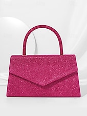 voordelige Clutches &amp; Avondtasjes-Dames Koppeling Avondtasje Schoudertassen Klep tas Polyesteri Feest Bruiloft Ketting Grote capaciteit Multi-dragen Effen Kleur Zilver Zwart Lichtbruin