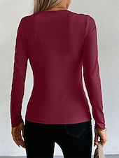 cheap Plain Tops-Women&#039;s Blouse Solid Color Elegant Daily Stylish Long Sleeve Square Neck Regular Tops Daily Holiday Going out Patchwork Black Wine Spring Fall Winter