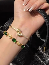 cheap Bracelets &amp; Bangles-Cubic Zirconia Vintage Style Snake Personalized Chrome Bracelet Jewelry Silver / Purple / Green For Party Street