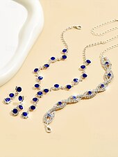 cheap Women&#039;s Necklace-Elegant Rhinestone Jewelry Set for Women, Includes Necklace, Earrings, and Bracelet, Perfect for Weddings, Parties, and Formal Events