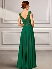 cheap Floor Length-A-Line Dress Mother of the Bride Dress Elegant Jewel Neck Floor Length Chiffon Half Sleeve with Lace Solid Color