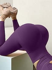 ieftine Jambiere și colanți de yoga-Pentru femei Pantaloni de yoga Jambiere de yoga De Bază Controlul abdomenului Lift Fesier Talie Înaltă Yoga Gimnastică antrenament Pilates Jambiere decupate Dresuri Ciclism Modă Negru Galben Roz