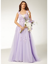 cheap Prom Dresses-A-Line Prom Dresses Elegant Dress Formal Sweep / Brush Train Sleeveless Floor Length Sweetheart Tulle with Pleats Sequin Appliques 2025