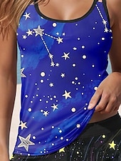 billiga Tankinis-Kvinnors baddräkter Tankini 2-delad Boy Leg baddräkt Rygglös Semester Strandkläder Grafisk U-hals ärmlös badkläder