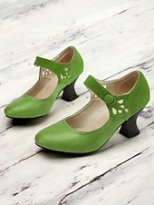 cheap 1930s-Women&#039;s 1930s Vintage Style Mary Jane Pumps with Cutout Design and Mid-Heel, Comfortable Dress Shoes for Office and Formal Events