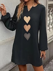 abordables Robes de travail-Femme Normal Robe mi-longue Robe élégante Elégant mode Vacances du quotidien Standard Graphic manche longue Col V Noir Printemps Automne
