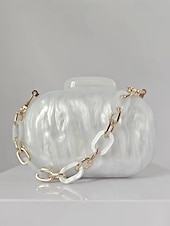 voordelige Clutches &amp; Avondtasjes-Dames Koppeling Avondtasje Schoudertassen Acryl Feest Bruiloft Ketting Multi-dragen Effen Kleur Amandel Zwart Wit