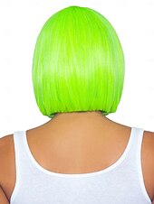 billige Karnevalsparykker-kvinners 12 tommers neon kort bob parykk for carvinal