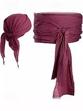 abordables Accesorios y más-Retro Antiguo Medieval Renacimiento Tocados Cinturón Camisas Feria del Renacimiento Pirata Vikingo Color sólido Hombre Pirata Víspera de Todos los Santos Carnaval Mascarada Rendimiento Mascarada LARP