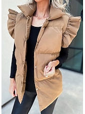 voordelige Vest-Dames Vest Buiten Straat Dagelijks Herfst Winter Normaal jas Normale pasvorm Houd Warm Ademend Hedendaags Stijlvol Jacks Mouwloos Effen Kleur Met zakken Zwart Blozend Roze Khaki