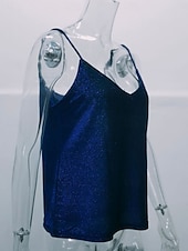 billige Tanks og camisole til kvinner-Kvinnes Camisole Tank Top Ensfarget Grunnleggende Hverdagslig Ermeles V U-ring Regular Topper Daglig Lappverk Rød Blå Grønn Sommer Vår