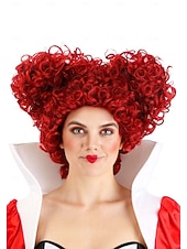 Недорогие Парики для киноперсонажей-Королевский красный парик в форме сердца для женщин для карнавала Хэллоуин