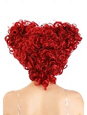 Недорогие Парики для киноперсонажей-Королевский красный парик в форме сердца для женщин для карнавала Хэллоуин