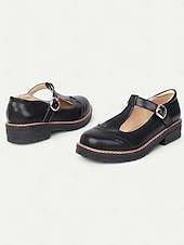 abordables Années 1950-chaussures Mary Jane en similicuir marron clair pour femmes avec bride en T et détails brogue, semelle robuste pour un port quotidien confortable et des tenues de style vintage