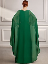 economico Lunghezza del pavimento-Abito A-Line per la madre della sposa Elegante Vintage Semplice Collo a Gioiello Lunghezza Filo Chiffon Maniche a Tre Quarti con Volant 2025