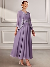 levne Délka podlahy-Dvoudílné šaty v A-linii matky nevěsty elegantní večírek výstřih do V podlahové délky chiffon krajka krajková bez rukávů s krajkovými aplikacemi