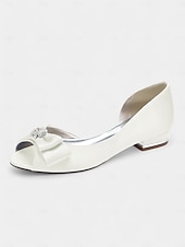 abordables Semi-formel-ballerines à bout ouvert en satin bordeaux pour femmes avec nœud et ornements en strass – chaussures de mariage élégantes pour les occasions nuptiales et formelles