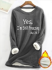levne Mikiny a mikiny-dámská mikina pulovr sherpa letter street ležérní fuzzy comfrt kulatý výstřih dlouhý rukáv top mikroelastický pad &amp;amp; zimní comfrt prodyšná měkká tkanina