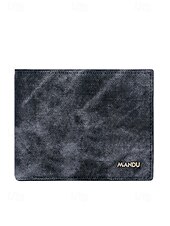 お買い得  ウォレット-男性用 RFID ブロック フェイクレザー 二つ折り財布、カジュアルや普段使いに最適なスリムでスタイリッシュなデザイン、ブラック ブルー グレー