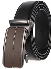 cheap Men&#039;s Belt-Men&#039;s Belt Faux Leather Belt Dress Belt Ratchet Belt Box Buckle Black White Faux Leather Alloy Fashion BOX Buckle Pure Color Party Daily