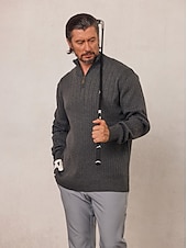 cheap Men&#039;s Golf Clothing-Men&#039;s Sweater Dark Grey Long Sleeve Top Golf Attire Clothes Outfits Wear Apparel