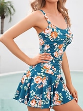 economico Costumi da bagno-Costumi da bagno da donna Swimdresses Costume intero Monokini Tankini senza schiena Controllo della pancia Alta vita Slim Vacanze Mare Abbigliamento Floreale V Neck Senza maniche Costumi da bagno
