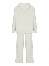 tanie Damskie dresy-Damskie Moda Moda miejska Codzienny Bluza z Kapturem Spodnie dresowe Długi rękaw Półgolf Równina Ściągana na sznurek Codzienny Czarny Biały Niebieski Jesień Regularny