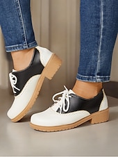 economico Scarpe oxford da donna-scarpe brogue oxford vintage bicolore da donna con design allacciato | calzature casual e formali per l&#039;eleganza quotidiana