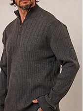 cheap Men&#039;s Golf Clothing-Men&#039;s Sweater Dark Grey Long Sleeve Top Golf Attire Clothes Outfits Wear Apparel