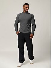 billiga Herrgolfkläder-Herr Pullover-tröja Mörkgrå Långärmad Överdelar Golfkläder Kläder Outfits Bär kläder
