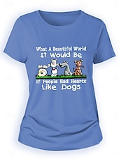 cheap Humor&amp;Quotes tee-Women&#039;s 100% Cotton T Shirt Casual Animal Regular Tops Short Sleeve Round Neck Print Regular Fit Daily Black Blue Green Summer