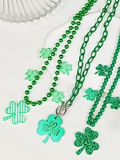 Χαμηλού Κόστους Γυναικείο Κολιέ-αγ. Patrick&#039;s day κολιέ τριφύλλι – πράσινος κρίκος αλυσίδας με τετράφυλλο μενταγιόν από τριφύλλι, γιορτινά statement κοσμήματα για γυναίκες, αξεσουάρ γιορτών και πάρτι