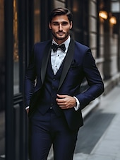 cheap Dinner Party-Men&#039;s Wedding Suits Homecoming Suits Burgundy Blue Daily Party Summer Solid Colored Tailored Fit 3 Piece Single Breasted One-button